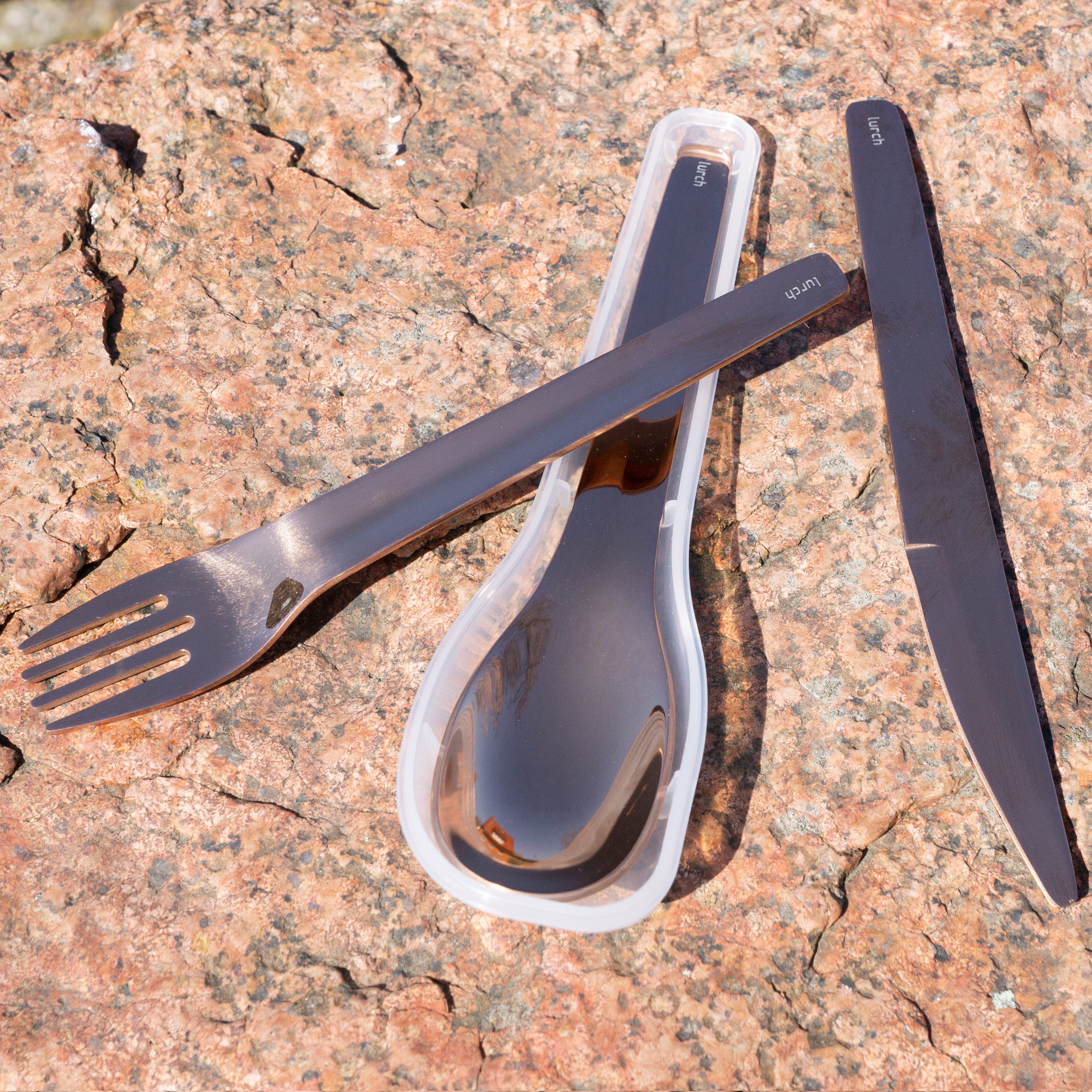 Lurch Bestiksæt To-Go rustfrit stål / bronze med opbevaringsboks Lurch Bestiksæt To-Go rustfrit stål / bronze med opbevaringsboks